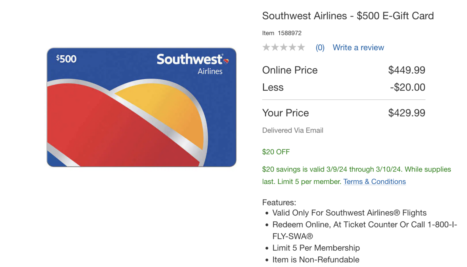 DEAL Southwest Gift Cards On Sale (Through 3/10 Only) Up To 17 Off